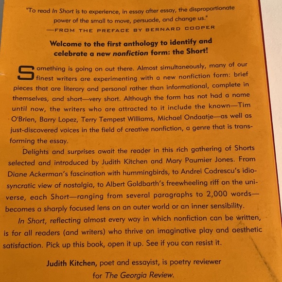 IN SHORT -A COLLECTION OF BRIEF CREATIVE NONFICTION - JUDITH KITCHEN PB GUC - Picture 3 of 3